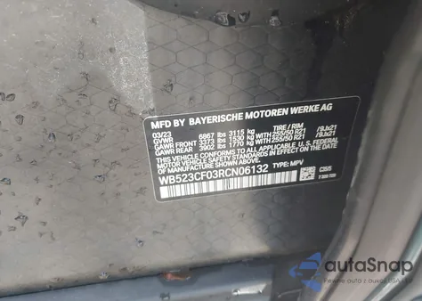 2024 BMW Ix xDrive50 from USA, damaged, VIN WB523CF03RCN06132